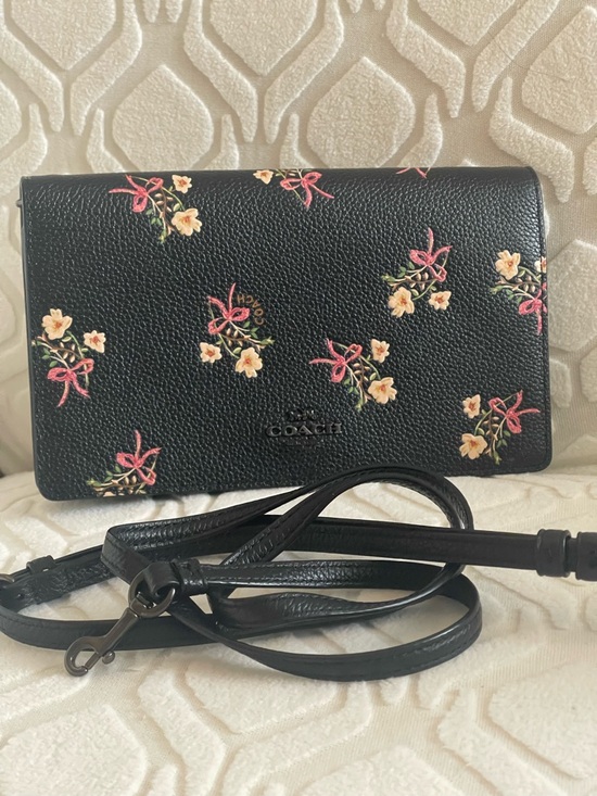 Coach Handbags - Coach Black Floral Crossbody Bag